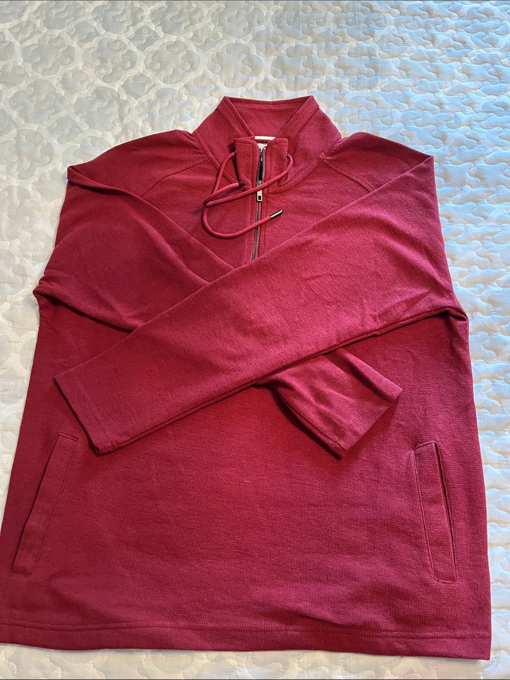 Men's Quarter-Zip Pullover Sweater - Deep Red